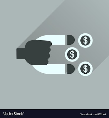 Flat icon with long shadow money magnet vector image