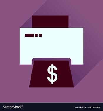 Flat icon with long shadow money printing vector image