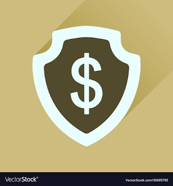 Flat icon with long shadow money shield vector image