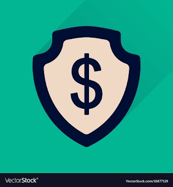 Flat icon with long shadow money shield vector image