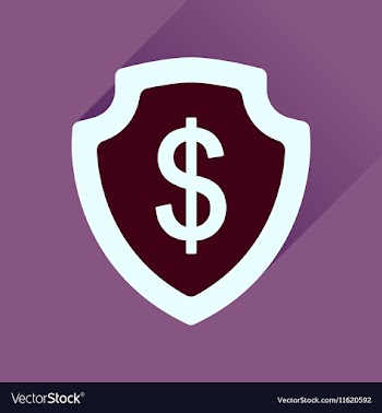 Flat icon with long shadow money shield vector image