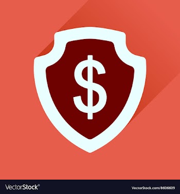 Flat icon with long shadow money shield vector image