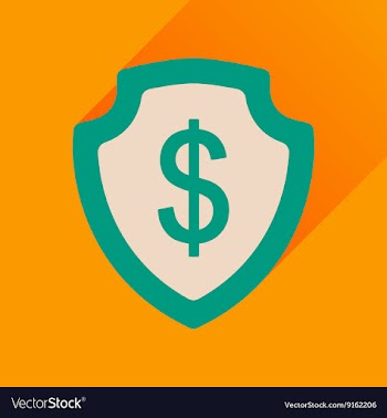 Flat icon with long shadow money shield vector image