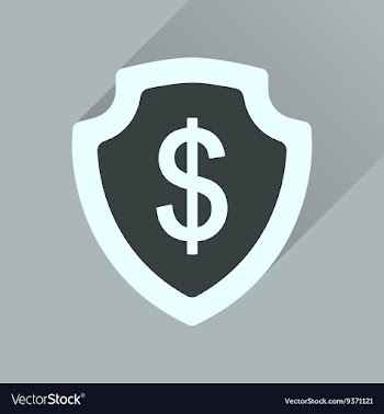 Flat icon with long shadow money shield vector image