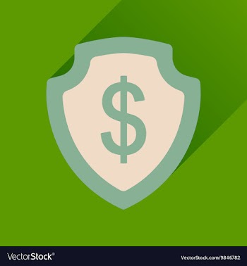 Flat icon with long shadow money shield vector image