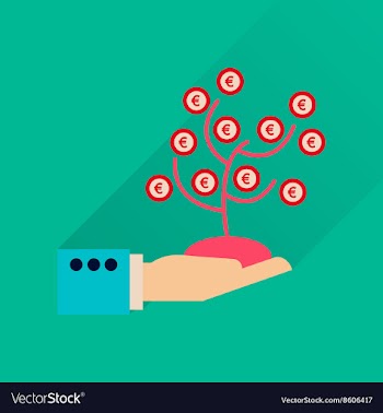 Flat icon with long shadow Money Tree Hand vector image