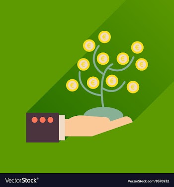 Flat icon with long shadow Money Tree Hand vector image