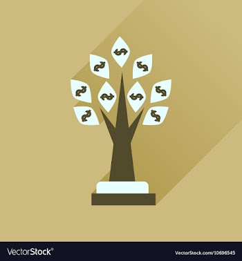 Flat icon with long shadow Money Tree vector image