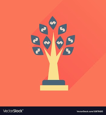 Flat icon with long shadow Money Tree vector image
