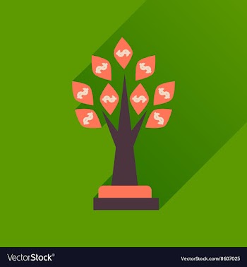 Flat icon with long shadow Money Tree vector image
