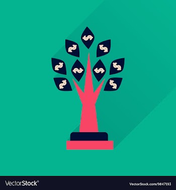 Flat icon with long shadow Money Tree vector image