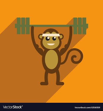 Flat icon with long shadow monkey cartoon vector image