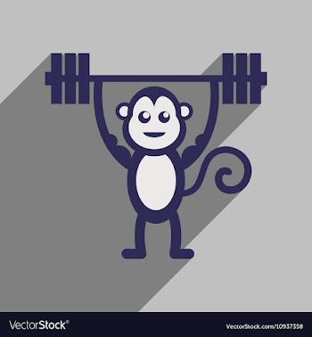 Flat icon with long shadow monkey cartoon vector image