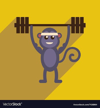 Flat icon with long shadow monkey cartoon vector image
