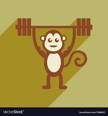Flat icon with long shadow monkey cartoon vector image