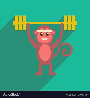Flat icon with long shadow monkey cartoon vector image