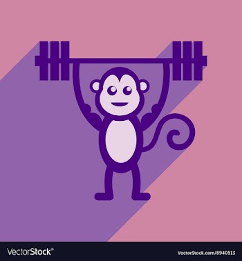 Flat icon with long shadow monkey cartoon vector image