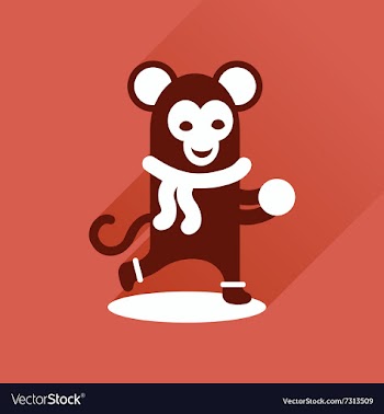 Flat icon with long shadow monkey snow vector image