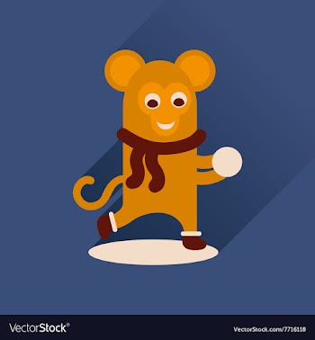 Flat icon with long shadow monkey snow vector image
