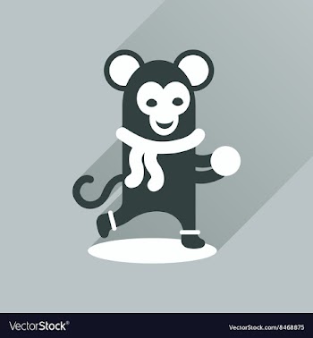 Flat icon with long shadow monkey snow vector image