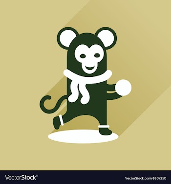 Flat icon with long shadow monkey snow vector image
