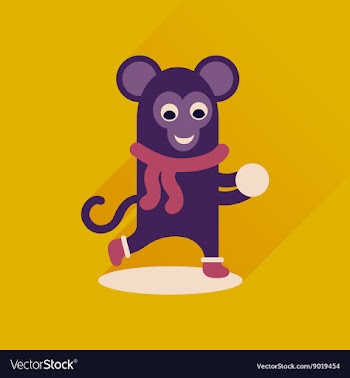 Flat icon with long shadow monkey snow vector image