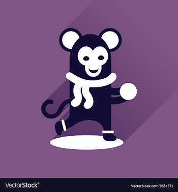 Flat icon with long shadow monkey snow vector image