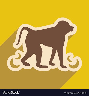 Flat icon with long shadow monkey with bananas vector image