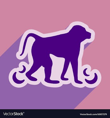 Flat icon with long shadow monkey with bananas vector image