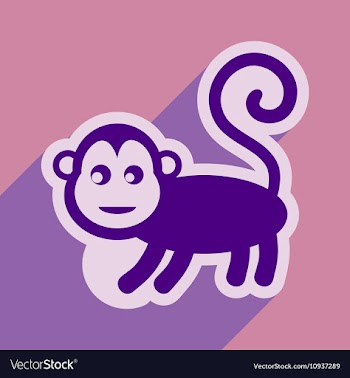 Flat icon with long shadow monkey with bananas vector image