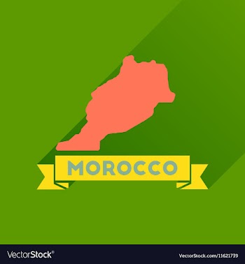 Flat icon with long shadow Morocco map vector image