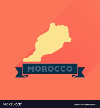 Flat icon with long shadow Morocco map vector image