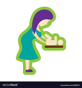 Flat icon with long shadow mother and child vector image