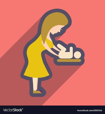 Flat icon with long shadow mother and child vector image