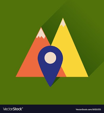 Flat icon with long shadow mountain location vector image