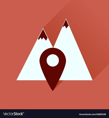 Flat icon with long shadow mountain location vector image