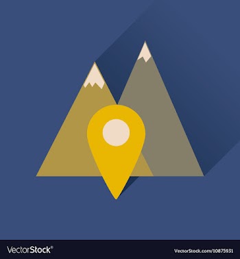 Flat icon with long shadow mountain location vector image