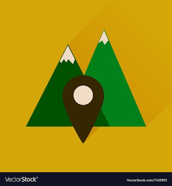 Flat icon with long shadow mountain location vector image