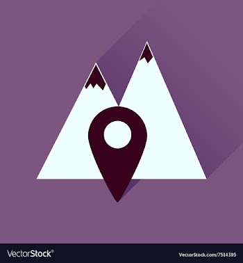 Flat icon with long shadow mountain location vector image