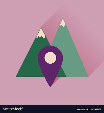 Flat icon with long shadow mountain location vector image