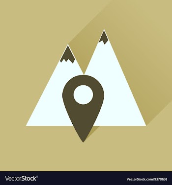 Flat icon with long shadow mountain location vector image