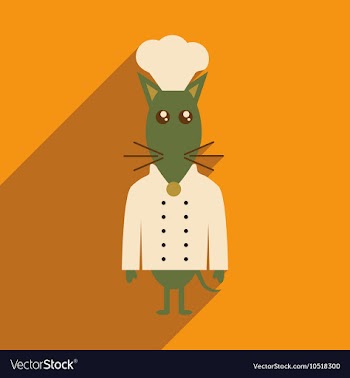 Flat icon with long shadow mouse chef vector image