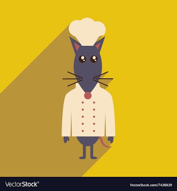 Flat icon with long shadow mouse chef vector image