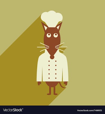 Flat icon with long shadow mouse chef vector image