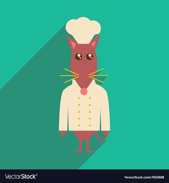 Flat icon with long shadow mouse chef vector image
