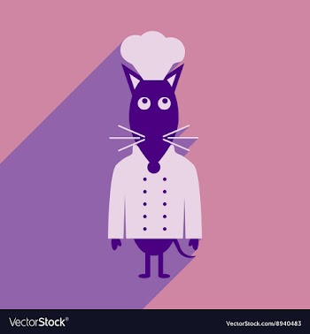 Flat icon with long shadow mouse chef vector image