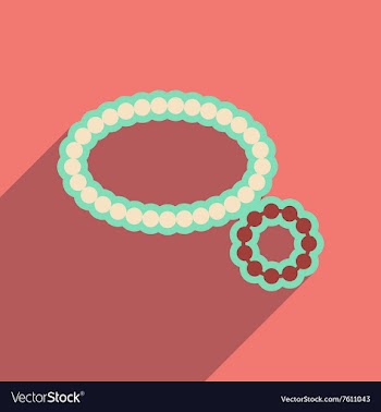 Flat icon with long shadow necklace bracelet vector image