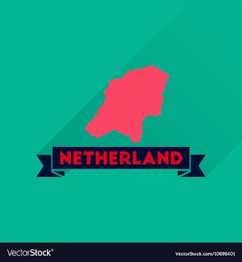 Flat icon with long shadow Netherlands map vector image
