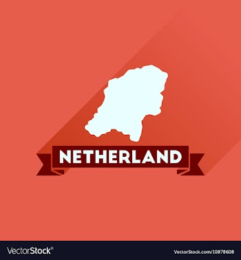 Flat icon with long shadow Netherlands map vector image
