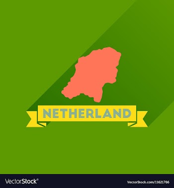 Flat icon with long shadow Netherlands map vector image
